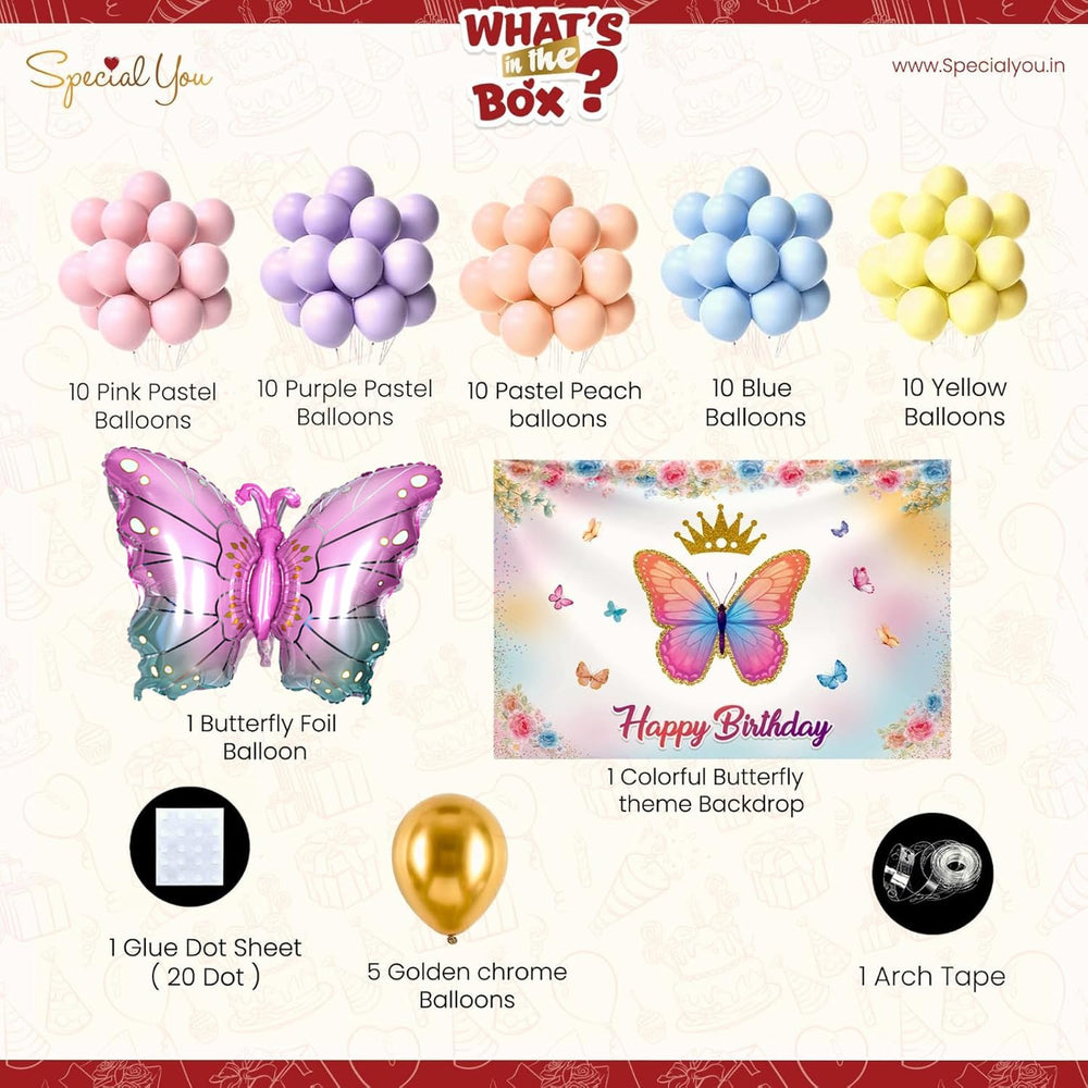 Trending Pastel Colors Butterfly Theme With Printed Butterfly Flax Banner For Birthday Decoration