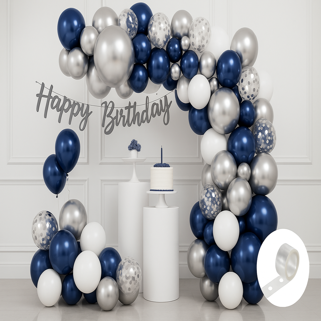 Trending Blue and Silver Happy Birthday Decoration Theme Set