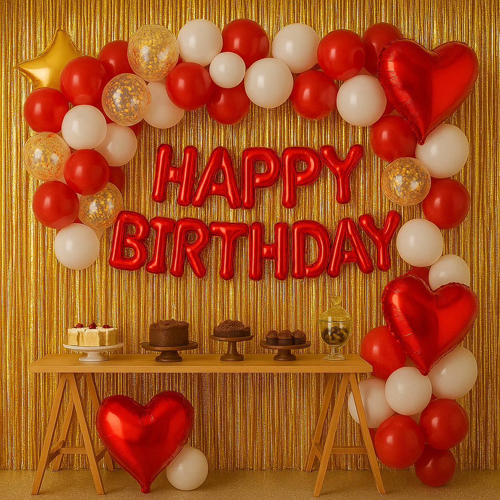 Black and Gold Happy Birthday Decoration Theme