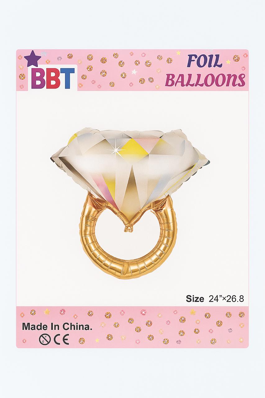 Extra Large Ring Foil Balloon for Engangment and Bride to be Decoration | Size 24 x 27 Inches