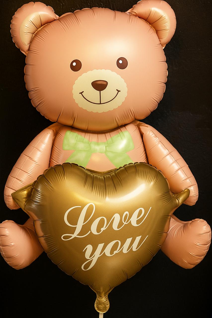 Extra Large Love You Teddy Bear Foil Balloon For Decoration | Size 98 x 72 cm