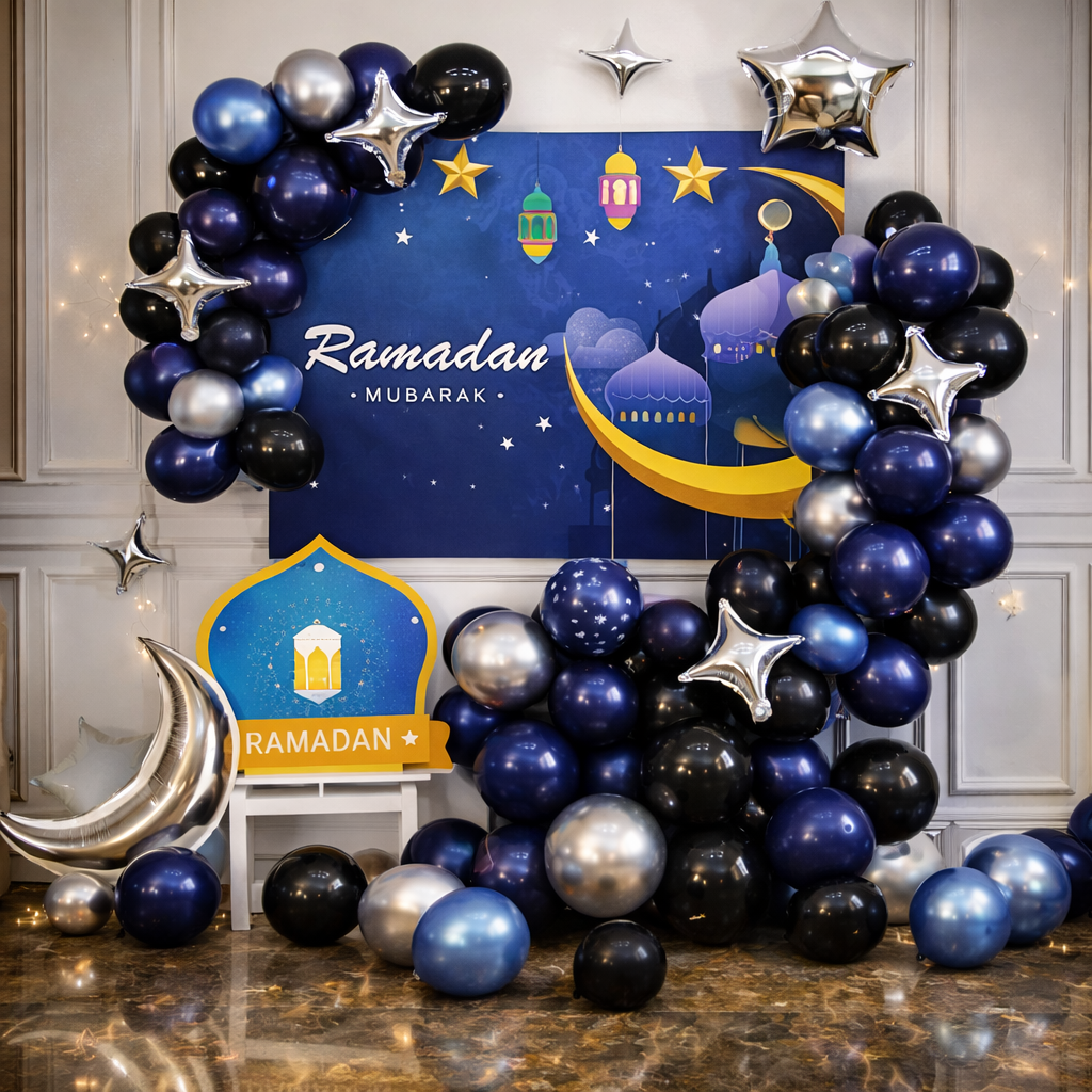 Ramzan Mubarak Decoration Theme Set for Aftari & Ramzan Gathering - Backdrop Flax Includes