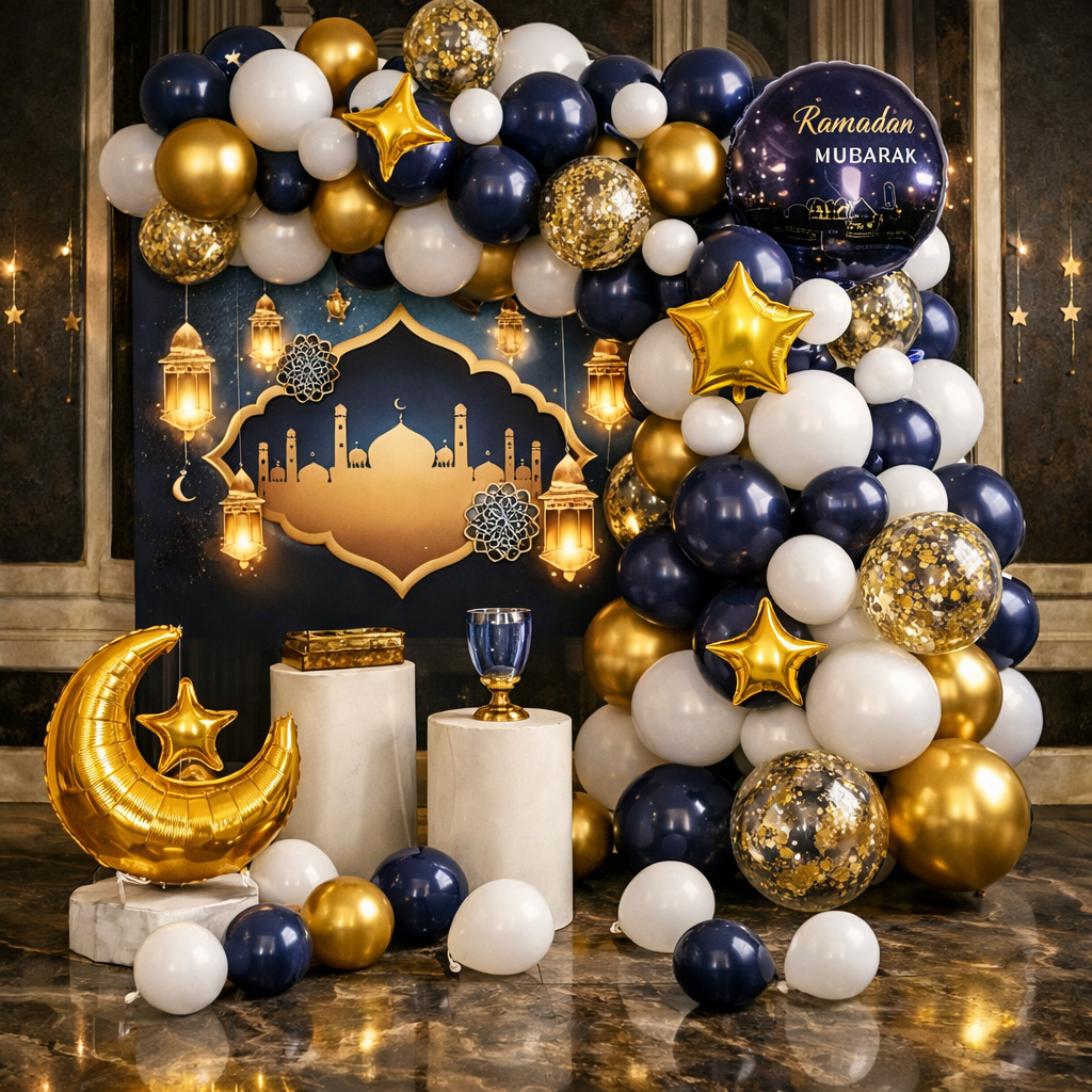 Ramzan Mubarak Decoration Theme Set for Aftari & Ramzan Gathering - Backdrop Flax Includes