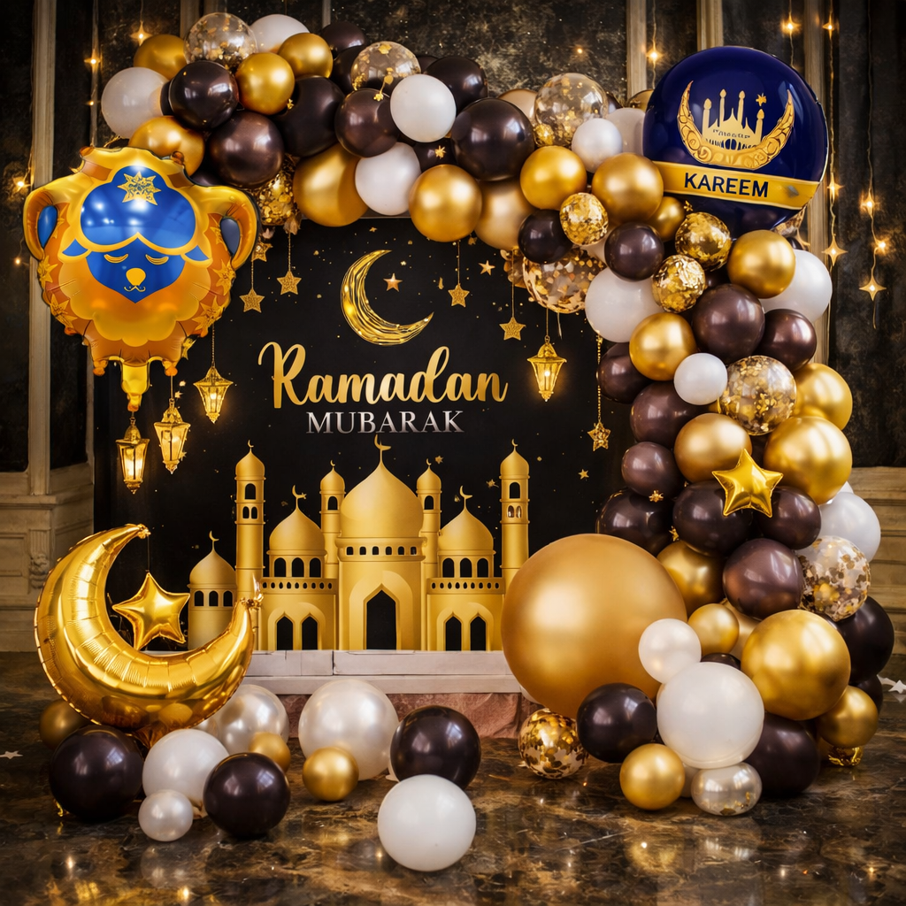 Ramzan Mubarak Decoration Theme Set for Aftari & Ramzan Gathering - Backdrop Flax Includes