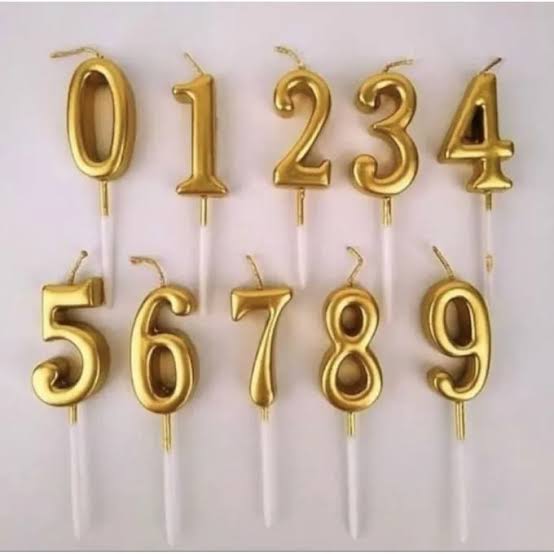 3D Mettalic Number Candles Cake Toppers For Parties and Birthday Celebration | Golden