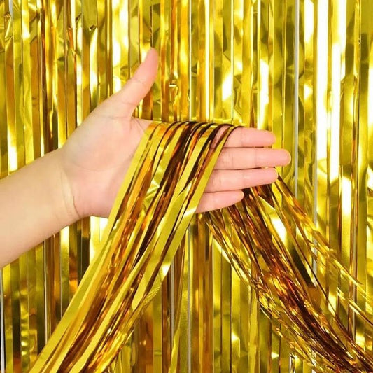 Set of 2 Back Foil Curtains for Decoration Party Celebrations