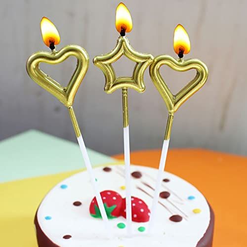 Pack of 3 Heart and Star Shaped Cake Topper Candles