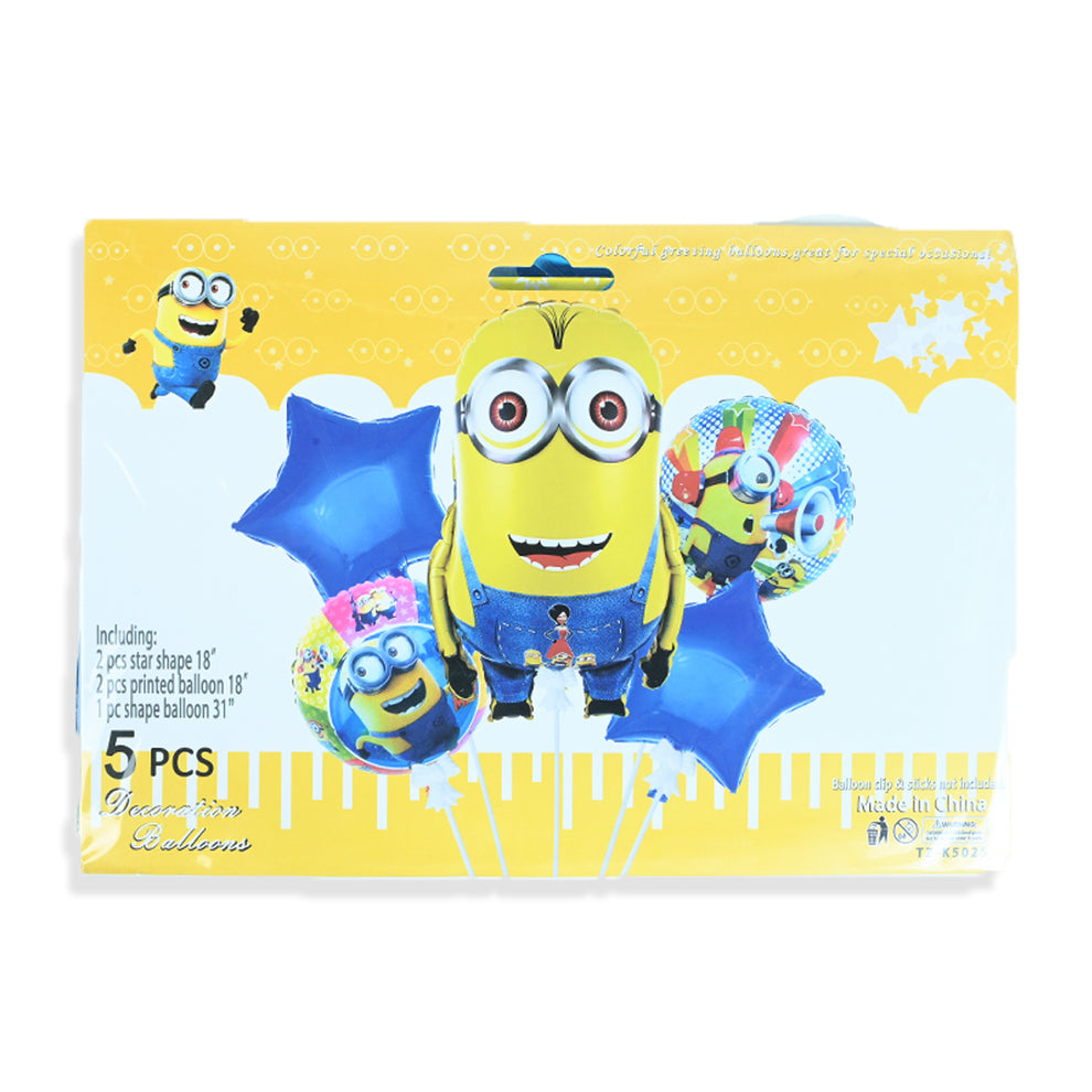 5 Pcs Minnions Foil Balloons Set
