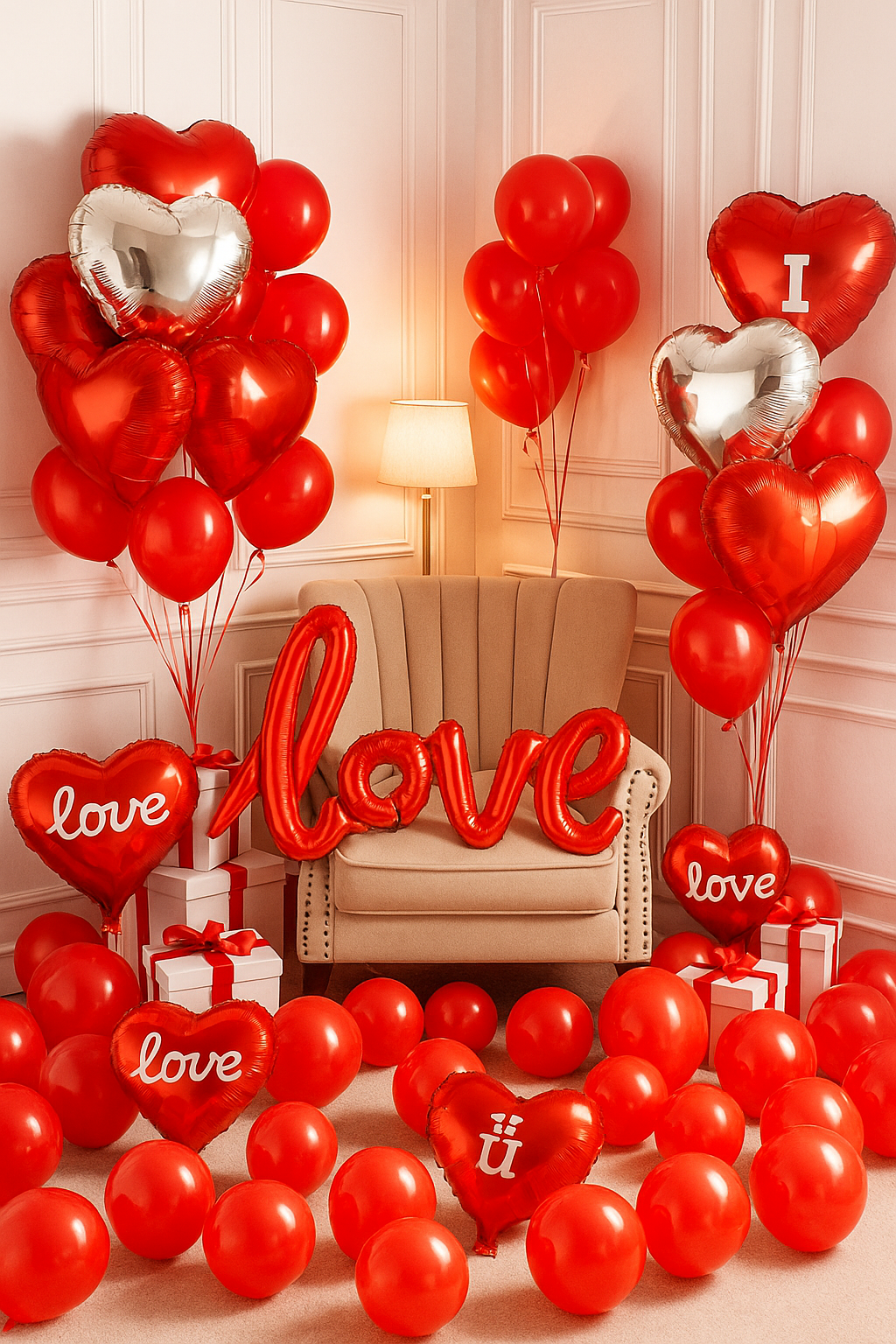 Love Theme Balloon Decoration Set – Perfect for Anniversary & Romantic Celebrations