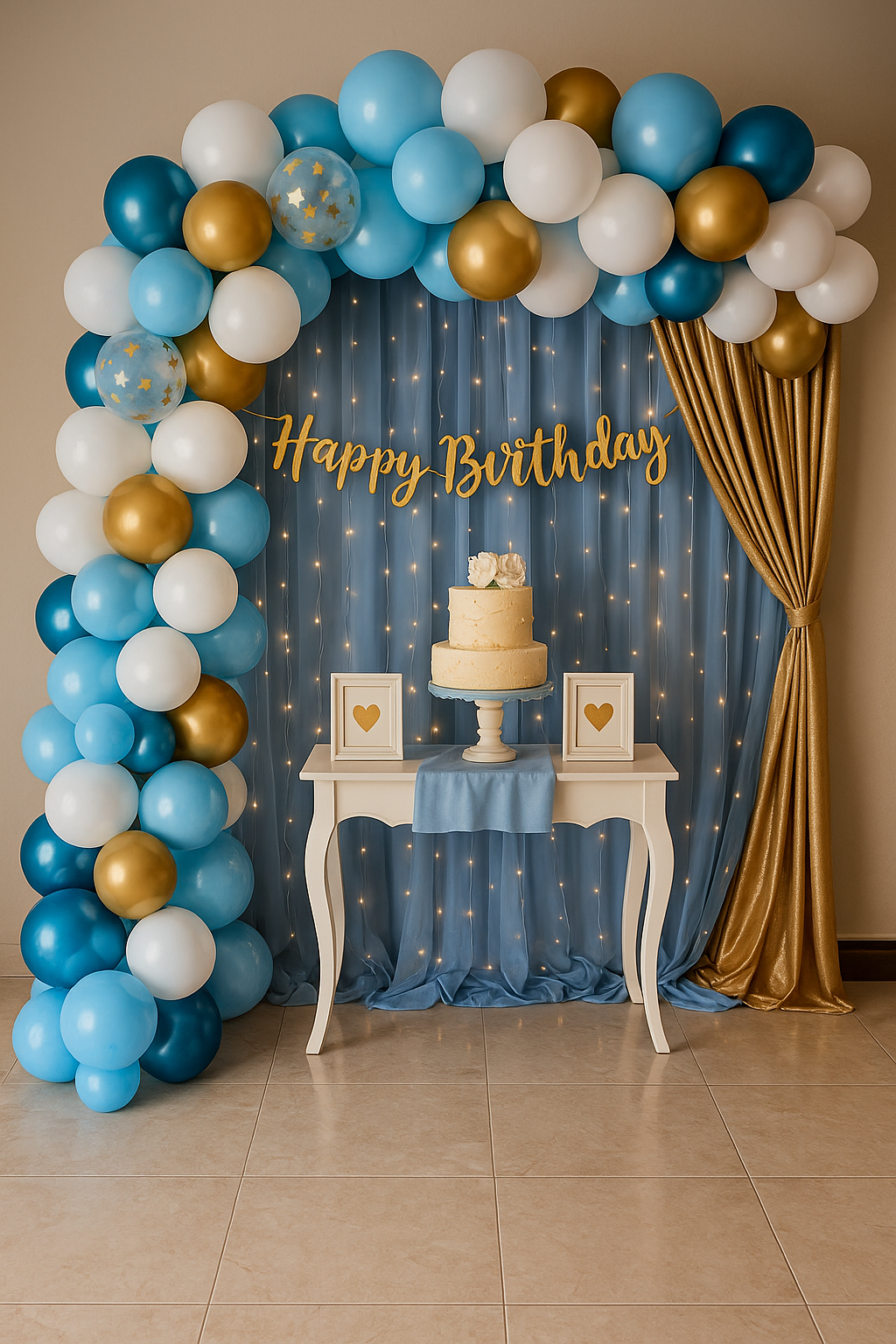 Trending Blue and White Happy Birthday Decoration theme Set