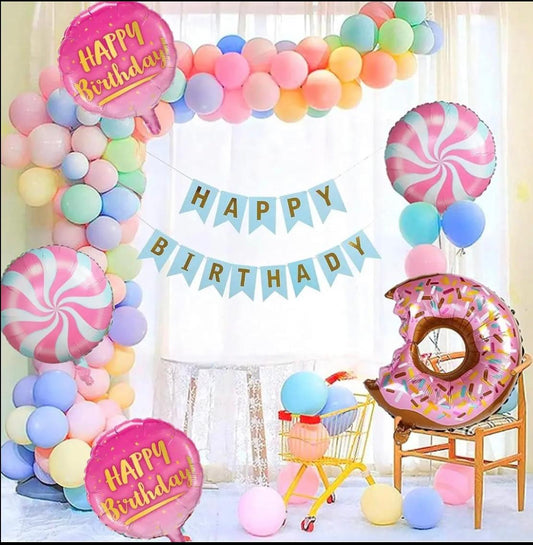 Donut Theme Happy Birthday Set all Items and Accesories Included