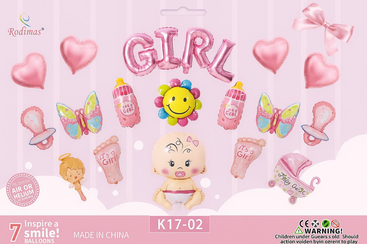 17 pcs ITS A GIRL Baby Shower Decoration Theme Setup
