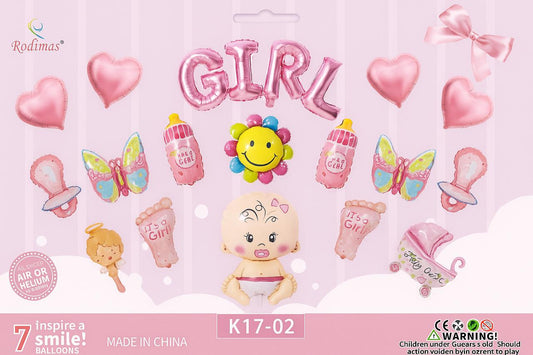 17 pcs ITS A GIRL Baby Shower Decoration Theme Setup