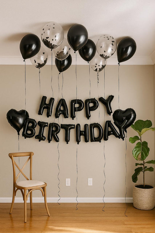 Elegent Black Happy Birthday Decoration Theme Set