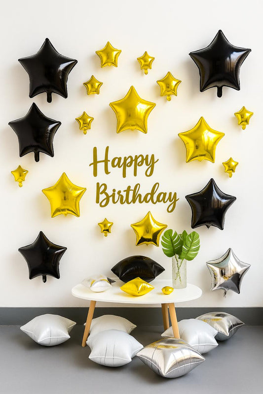 Elegent Stars Happy Birthday Decoration Theme Setup