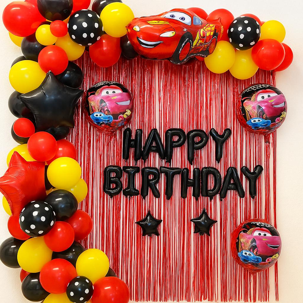 Lightning McQueen Car Happy Birthday Decoration Theme Set Includes all items and Accesories