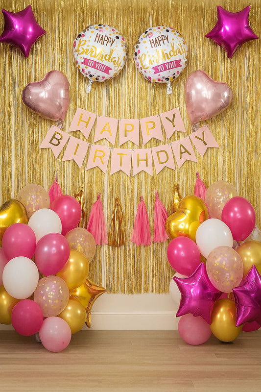 Rose Gold and Pink Happy Birthday Decoration Theme Set