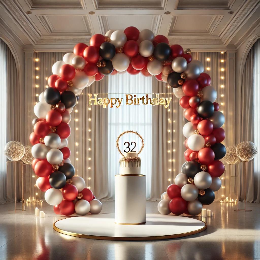 Elegent Style Red Black and Gold Happy Birthday Decoration Theme Set