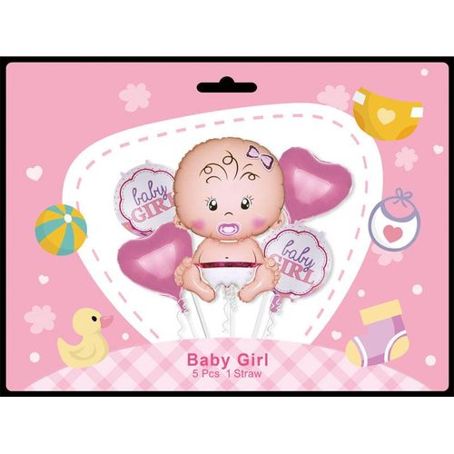 5 Pcs Its a Girl Baby Shower Decoration Foil Balloons Set