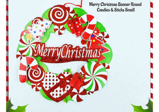Merry Christmas Round Banner With Candles and Sticks Large Size
