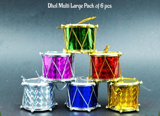 Christmas Decoration Dhol Multicolor - Large Size - 6 Pcs