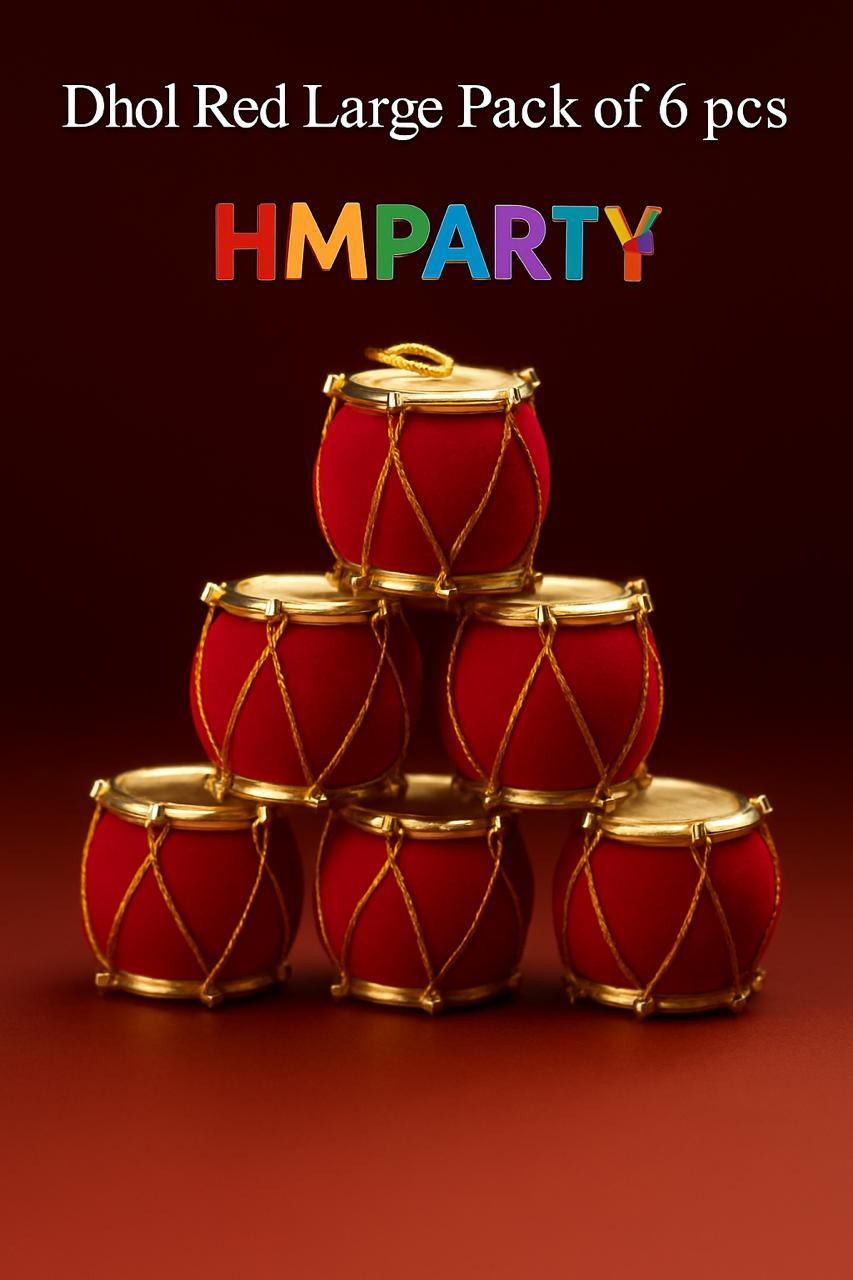 Christmas Decoration Dhol Large Size - 6 Pcs