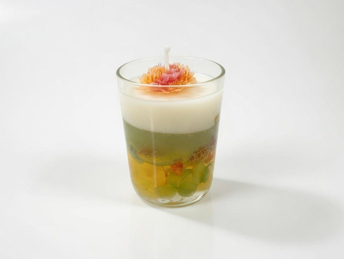 Flower Shaped Scented Candle With Glass for Table / Room & Party Decorarion