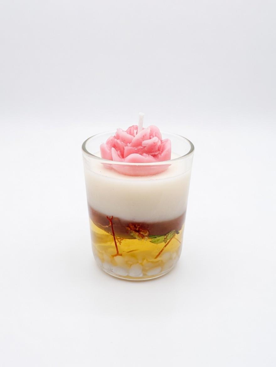 Flower Shaped Scented Candle With Glass for Table / Room & Party Decorarion
