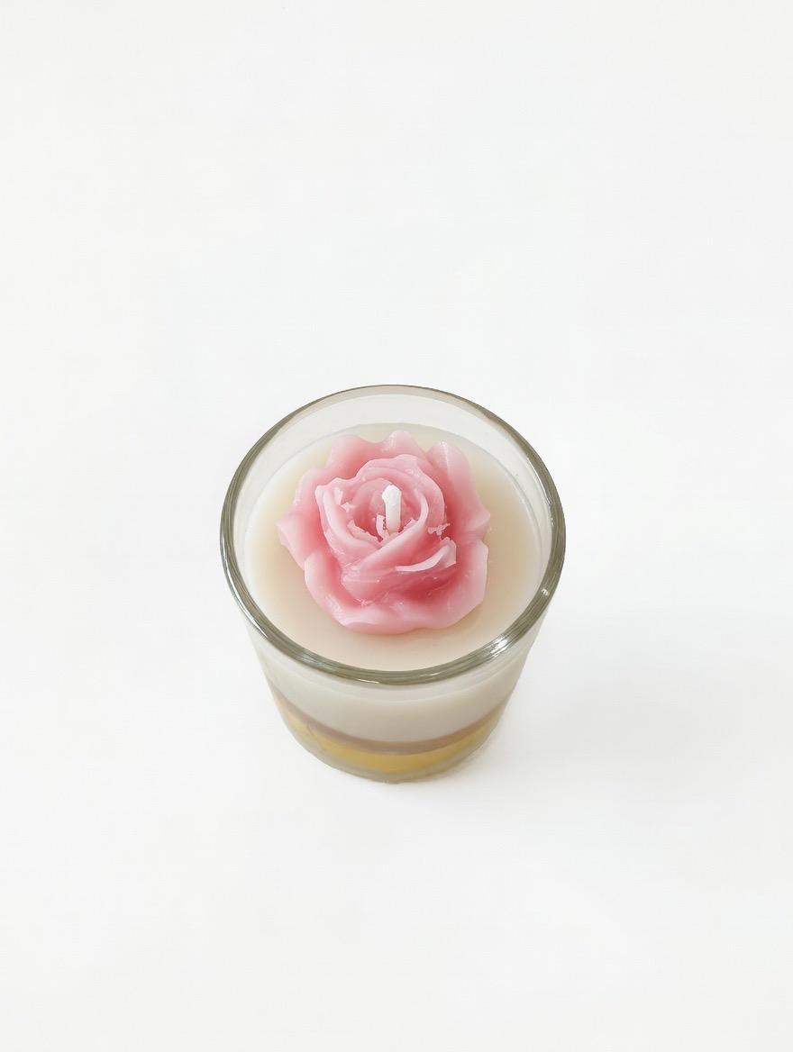 Flower Shaped Scented Candle With Glass for Table / Room & Party Decorarion