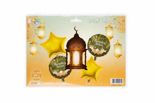 5 Pcs Lalteen Theme Balloons – Ramadan & Festive Party Decoration 🏮✨🎈