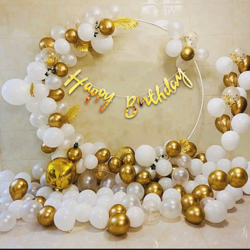 White and Gold Happy Birthday Decoration Theme Kit