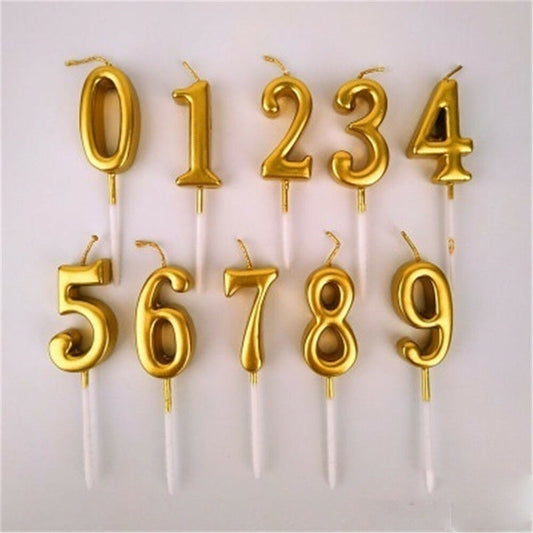 3D Mettalic Number Candles Cake Toppers For Parties and Birthday Celebration | Golden