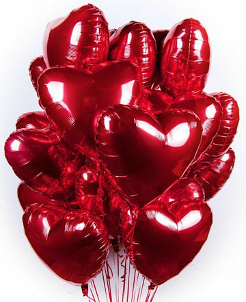 18 Inches Red Heart Shaped Foil Balloons - For Romantic Decoration and Party Celebrations