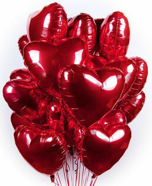 18 Inches Red Heart Shaped Foil Balloons - For Romantic Decoration and Party Celebrations