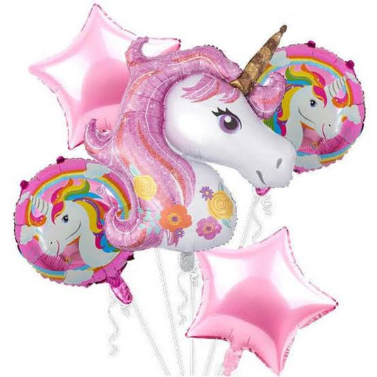 5 Pcs Unicorn Foil Balloons Set