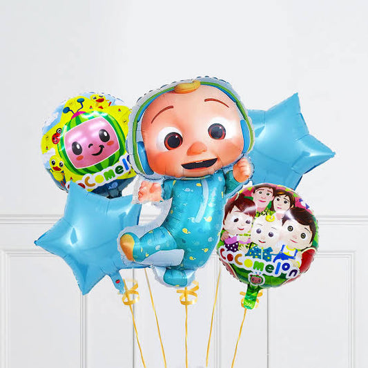 5 Pcs Cocomelon Foil Balloons Set