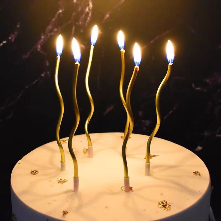 Pack of 6 Metallic Curly Candles for Cake